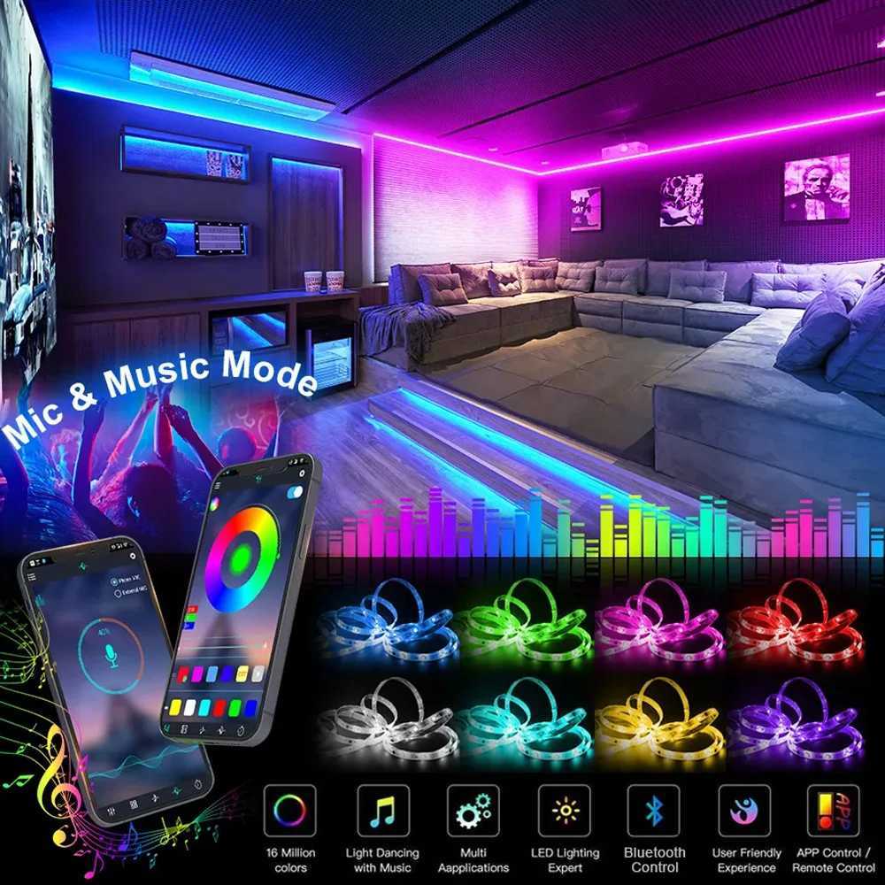 3.28ft-100ft USB LED Strip Light APP Control with 44 Key Remote Control RGB 3535 Ribbon Lamp TV Backlights for Game Room Home Decor XJ250710