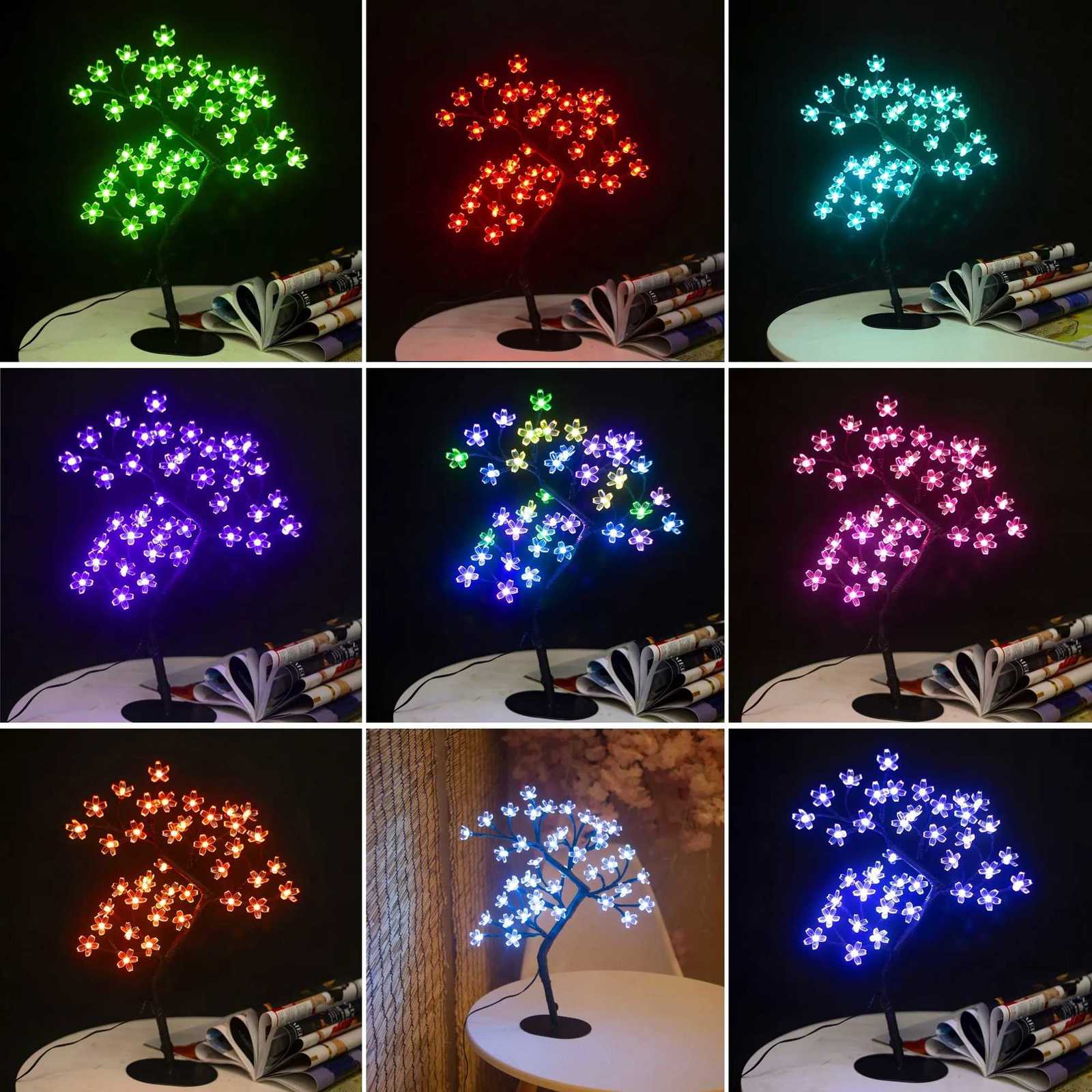 17inch Cherry Blossom Tree Light 40LED Lighted Tabletop Artificial Flower Bonsai Tree Lamp USB Powered Gifts for Home Decor XJ250710