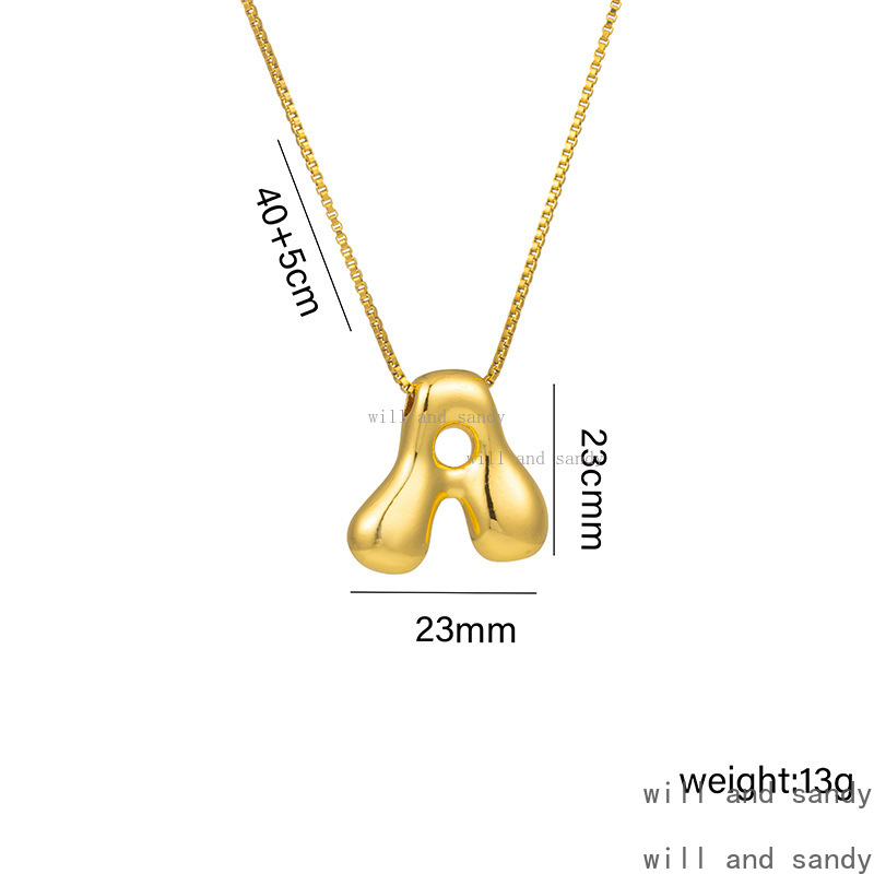 26 Glossy Balloon Bubble English Initial Name Necklace Designer 18k Gold Chunky Alphabet Letter Necklaces for Woman Girls Birthday Gift Hiphop Fine Je