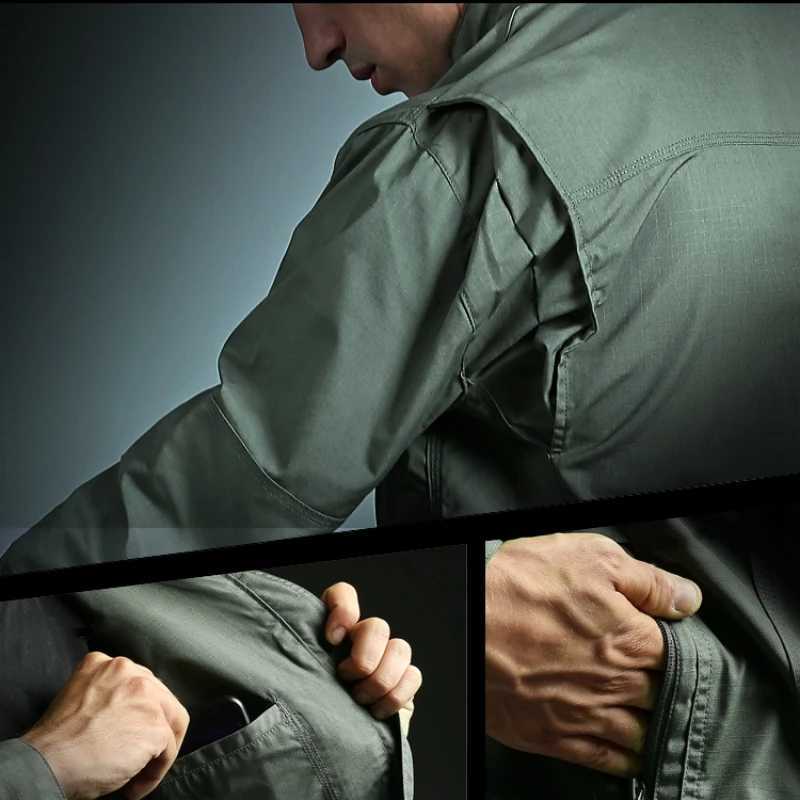 Combat Tactical Jacket Men Casual Work Jacket Spring Autumn Outdoor Hiking Waterproof Military Windbreaker Coat Climbing Clothes W250711