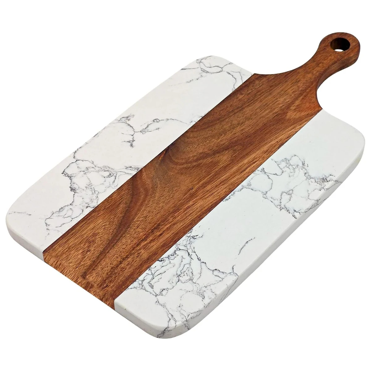 Elegant Wooden and Marble Cutting Board, Stylish and Durable Cutting Board, Perfect for Slicing and Serving Cheese or Meats