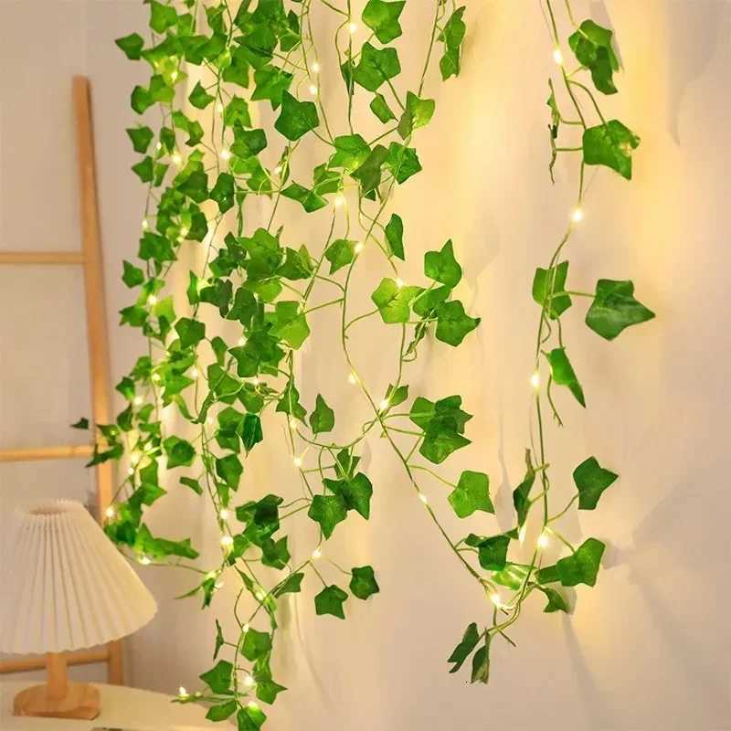 Green Leaf String Lights Artificial Ivy Vine Fairy Light Garland Wedding Party Decoration Christmas Home Room Wall Hanging Plant XJ250710