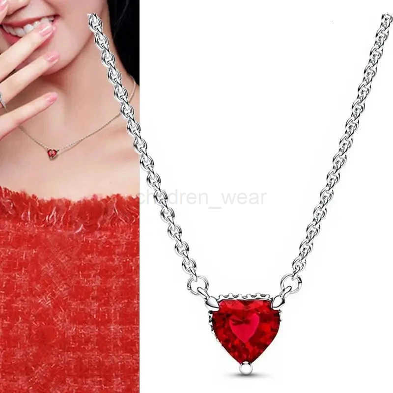 Disney Shiny New Heart-Shaped For The Lady Necklace Is A Fitting For Original Pandora Luxury Jewelry Pop Pendant DIY Gift W20250711