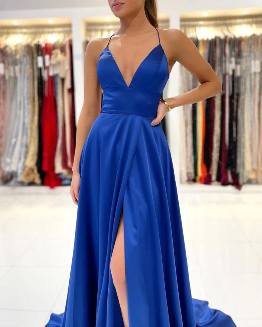 Sexy Backless High Split Bridesmaid Dresses 2025 New Spaghetti Straps Simple Party Gowns Plus Size Bridesmaid Prom Wears