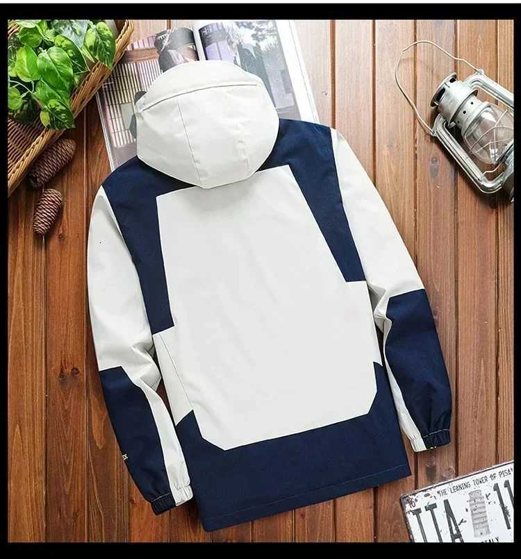 2024 Spring/Autumn Mens Windbreaker Outdoor Windproof Waterproof Mountaineering Multi Pocket Durable Hoodie Jacket Mens Coat W250711