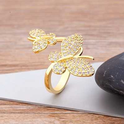 925 Sterling Silver New Trendy Butterfly Open Rings For Women Copper Zircon Adjustable Rings Friendship Engagement Wedding Jewelry Gifts0 Y250711