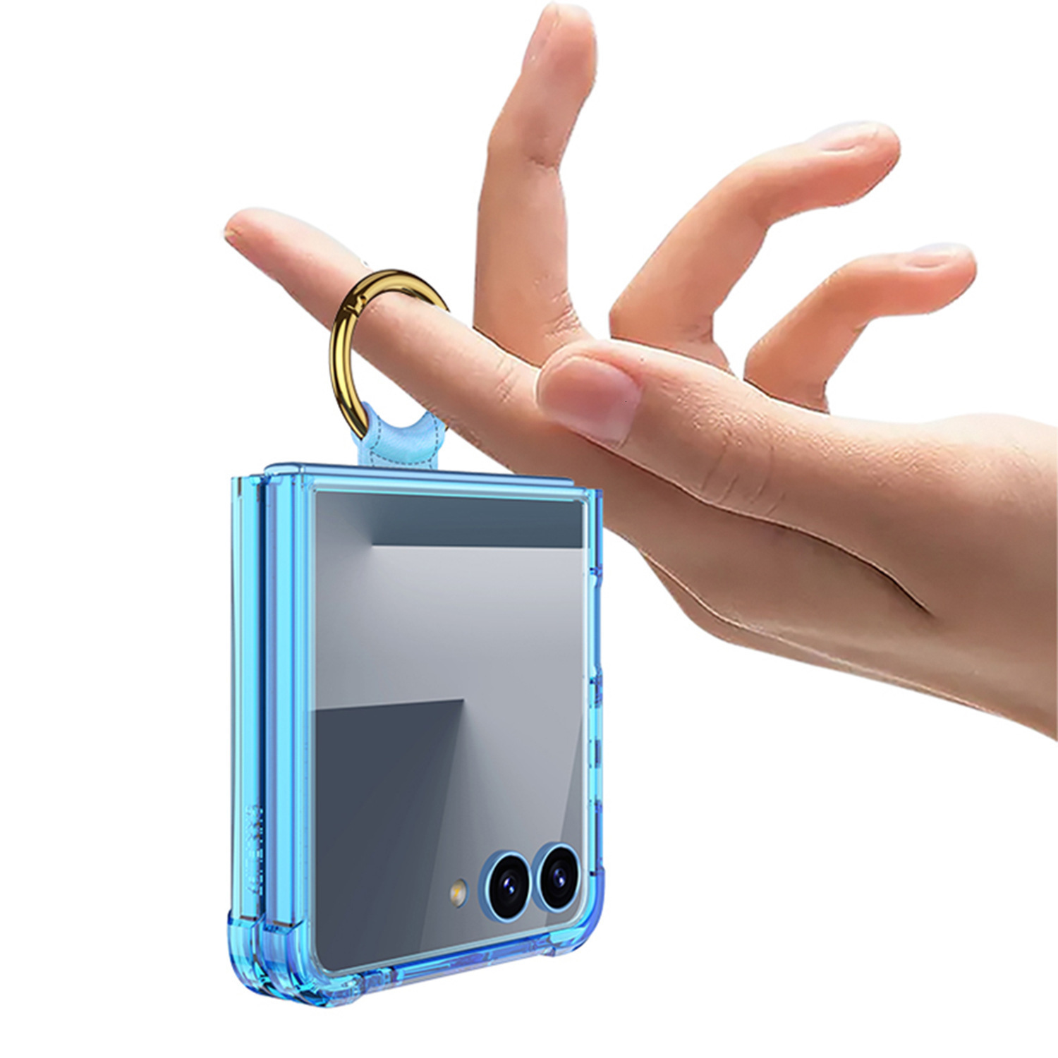 gkk Compatible with Z Flip 7 Case Transparent Airbag Ring Integrated Simple Trendy Foldable Full Coverage 250711