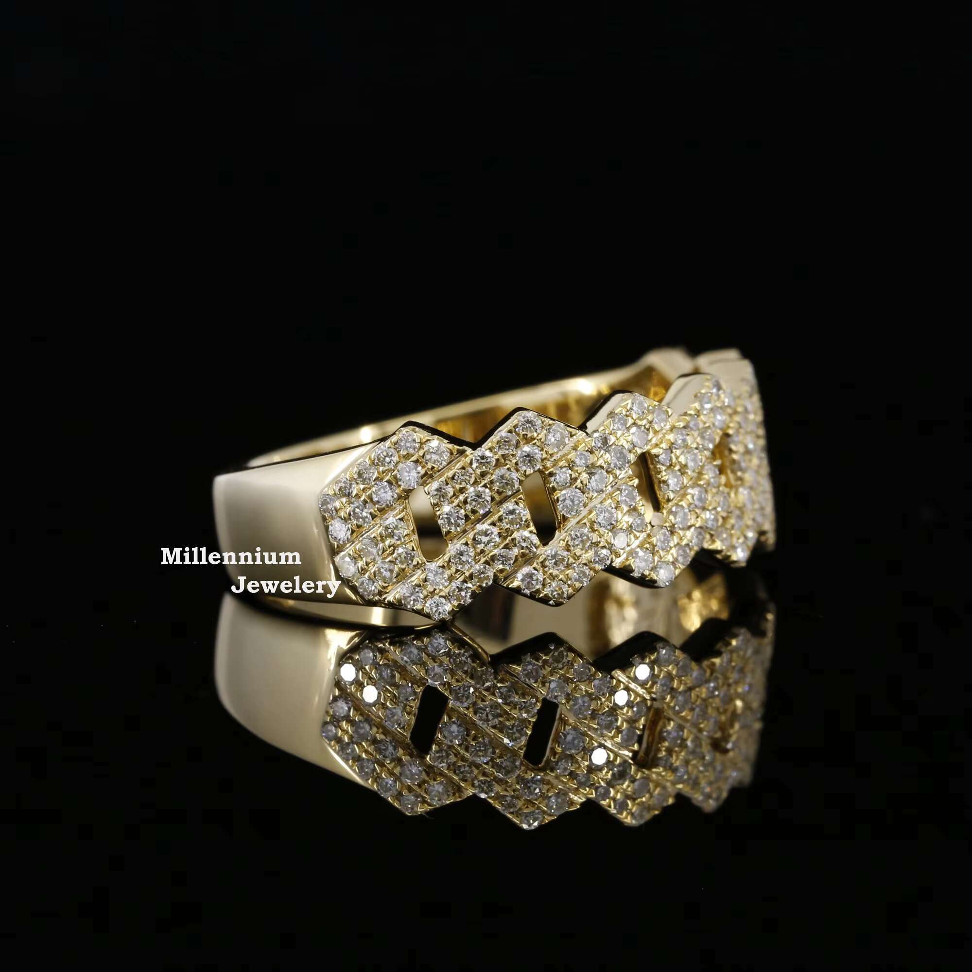 Top Quality Moissanite Ring Hip Hop Iced Out Gold Plated 925 Sterling Silver Cuban Style Ring at Wholesale Price