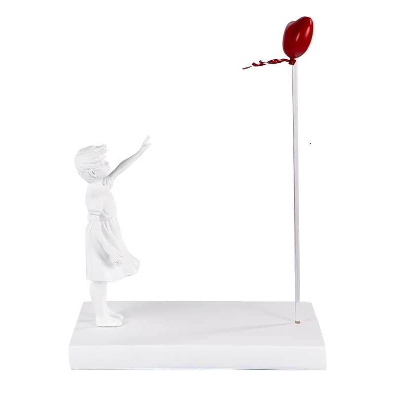 Heart Balloon and Flying Girl Inspired by Banksy Artwork Modern Sculpture Home Decoration Statue Large 250711