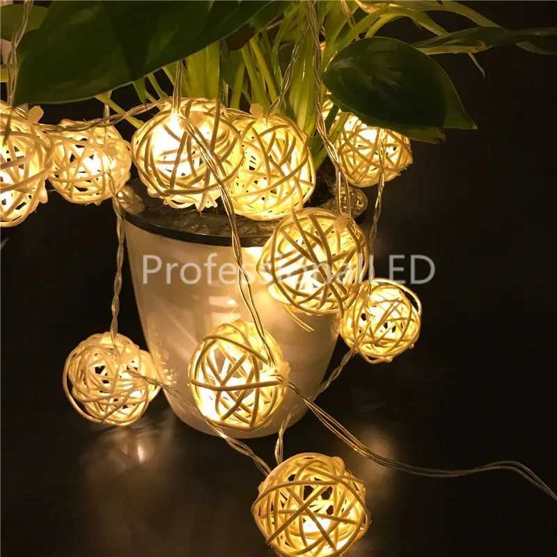 2M Rattan Ball USB 5V 20LED String Light Warm White Fairy Light Holiday Light for Party Christmas Wedding Home Decoration XJ250710
