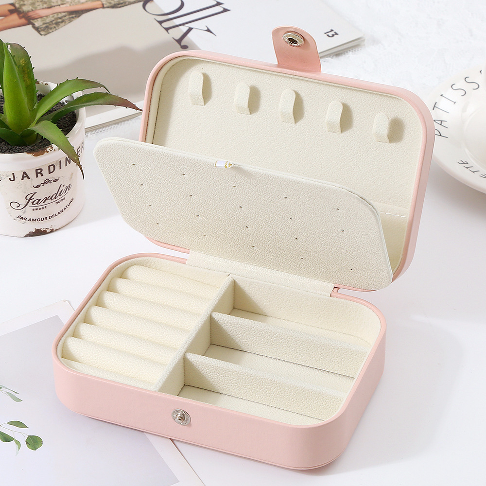 Simple Flip Travel Double Layer Portable Jewelry Box Ring Necklace Earrings Multi Layer Jewelry Storage Box