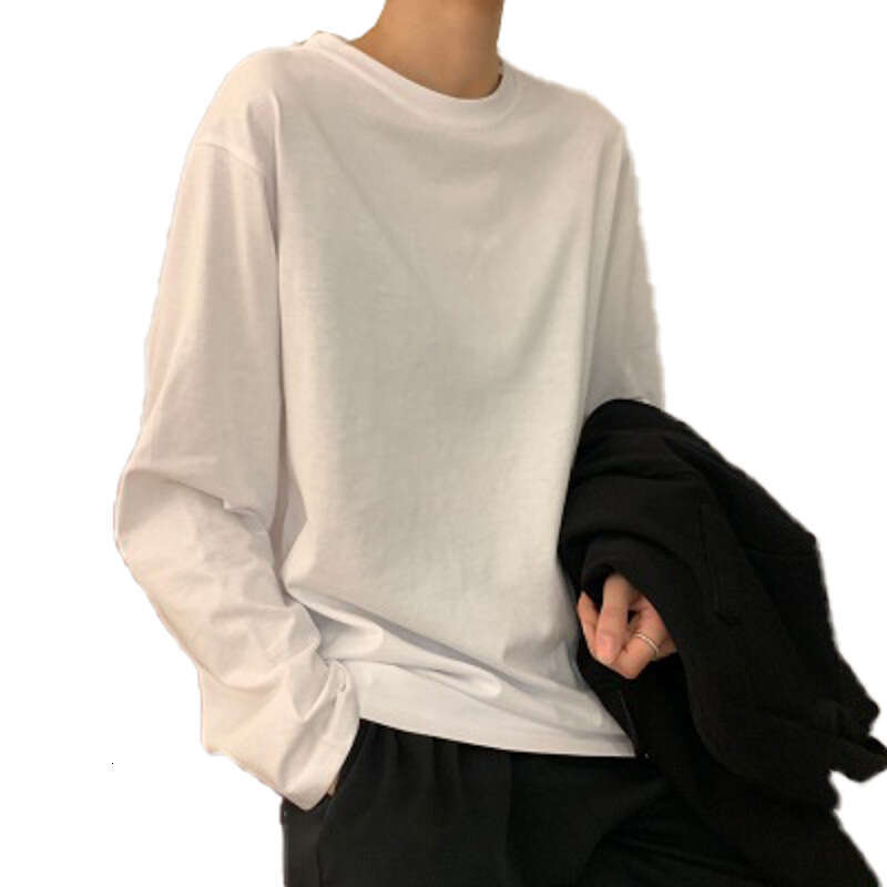 White Base Shirt Women, Autumn New Korean Style Fashionable Inner Wear, Solid Color Long Sleeve T-Shirt For Students, Trendy Women's Fashion B5