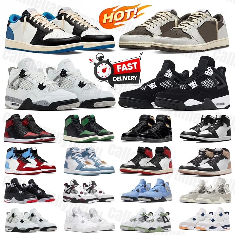 designer shoes 1 4 Reverse Mocha black cat 4s Basketball Shoes Leather rubber White Cement Fear White Thunder Outdoors sports trainers Mens Womens sneakers