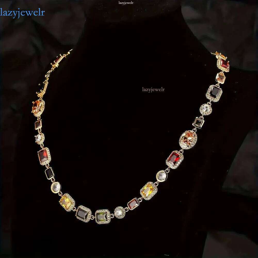 multi light color gemstone beaded necklace rainbow motley choker women jewelry moissanite tennis gold colorful gem stone men chain gift