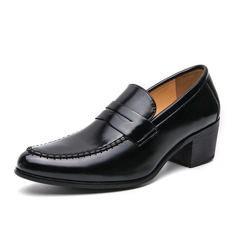 505- New retro exterior height increasing Cuban business casual shoes, European and American pointed leather shoes, one foot formal men's shoes