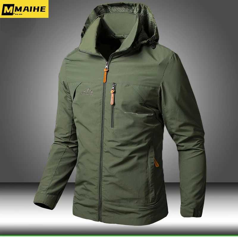 Mens Windbreaker Jackets Waterproof Military Hooded Coat Male New Combat Jackets Men Autumn Outdoor Hiking Biking Bomber Outerwear W250711