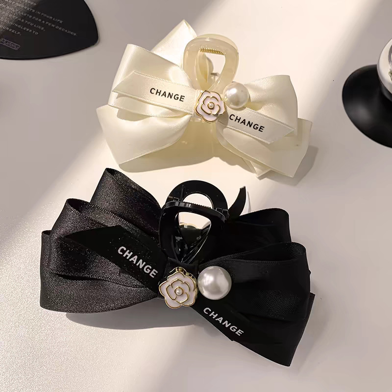 Elegant Bowknot Pearl Hair Clip for Women Large Size for Thick Hair Shark Clip Claw Clip Hair Accessory 250711