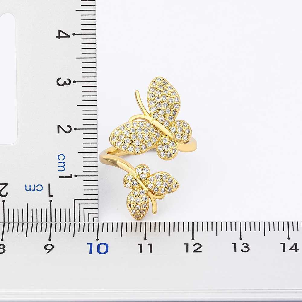 925 Sterling Silver New Trendy Butterfly Open Rings For Women Copper Zircon Adjustable Rings Friendship Engagement Wedding Jewelry Gifts0 Y250711