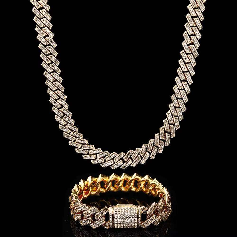 Hip Hop Necklace Mens 19mm Diamond Cuban Chain Thick Zircon Necklace