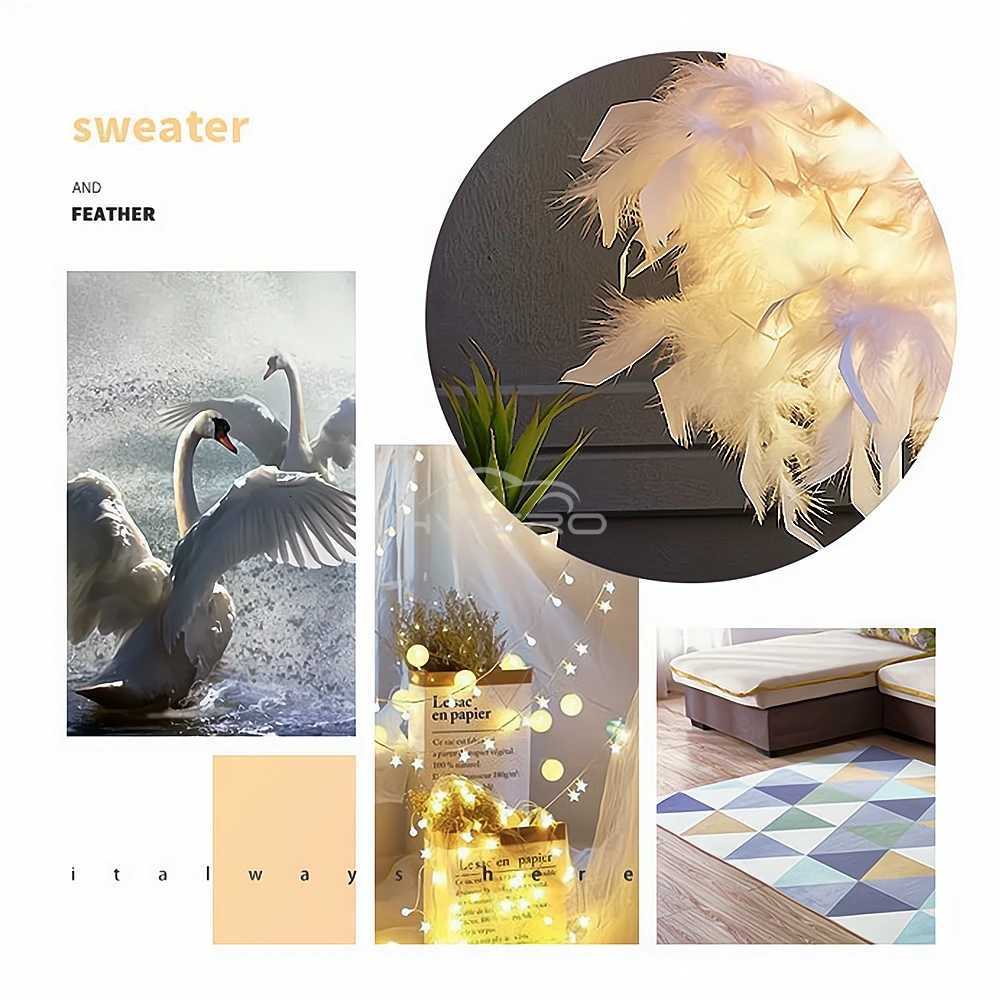 LED Warm Small Table Lamp Nordic Romantic Creative Feather Wedding Room Red Girl Bedroom Bedside Flashlight Night Reading Light XJ250710