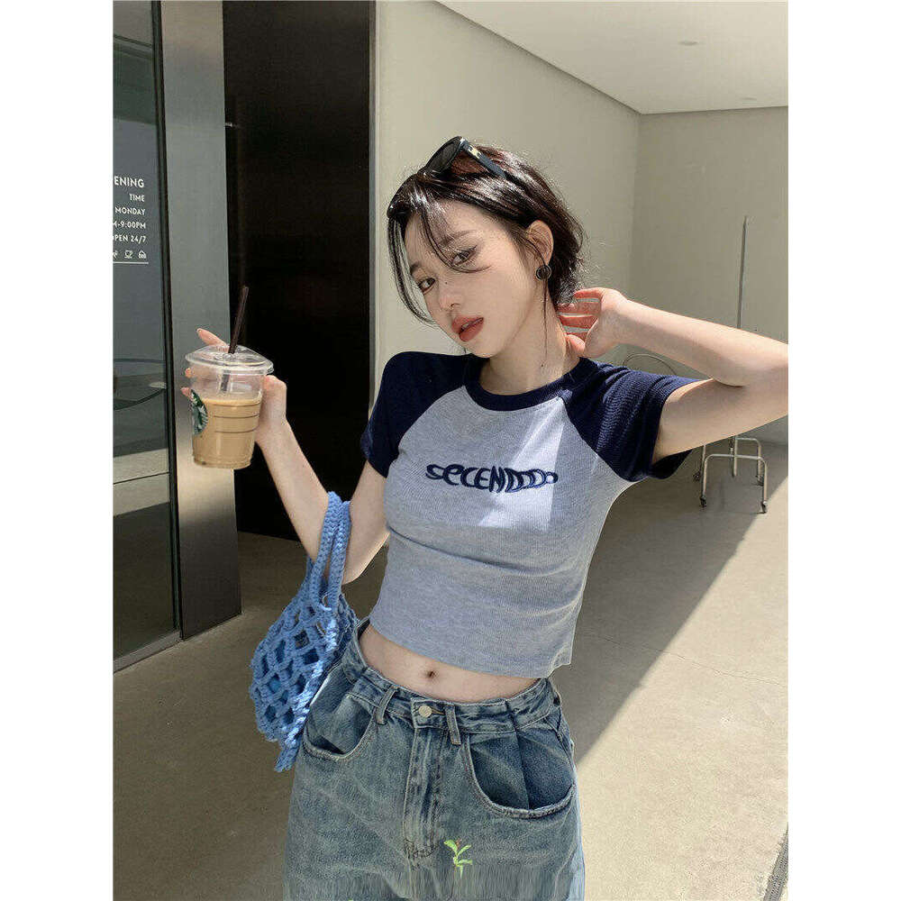Pure Desire Style Student Top Hot Girl Slim Fit Summer New Short Sleeve T-Shirt Women American Design Sense Ins B5