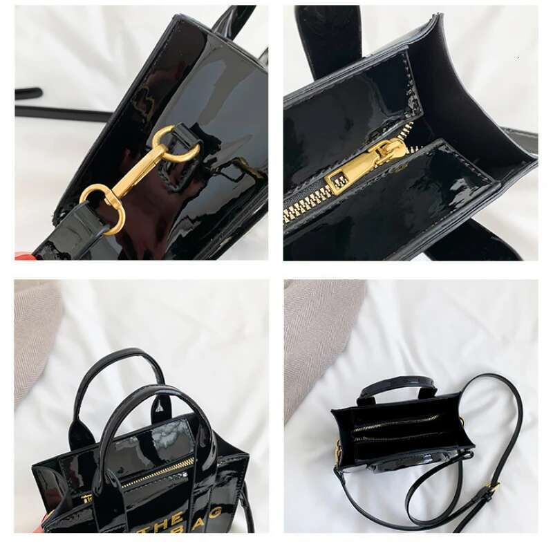 Bright leather tote letter print handbag new mirror crossbody high-end shoulder bag
