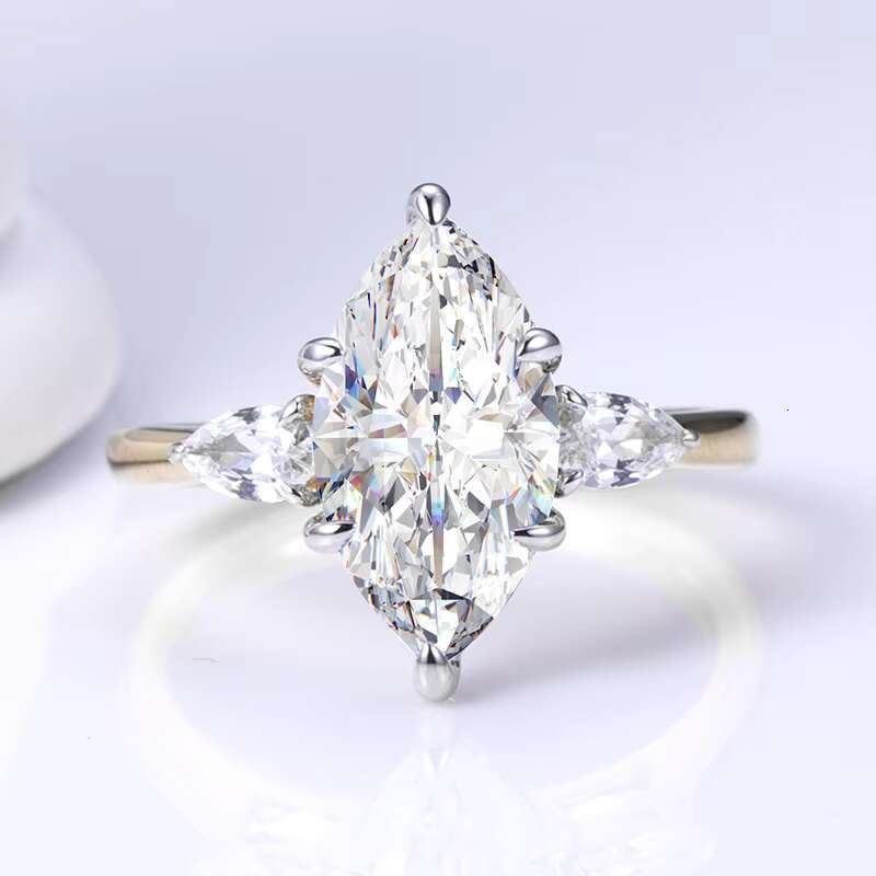 Exquisite Engagement Ring Featuring a Dazzling Moissanite Stone Set in Elegant 14 Karat Yellow Gold by Messian Brand