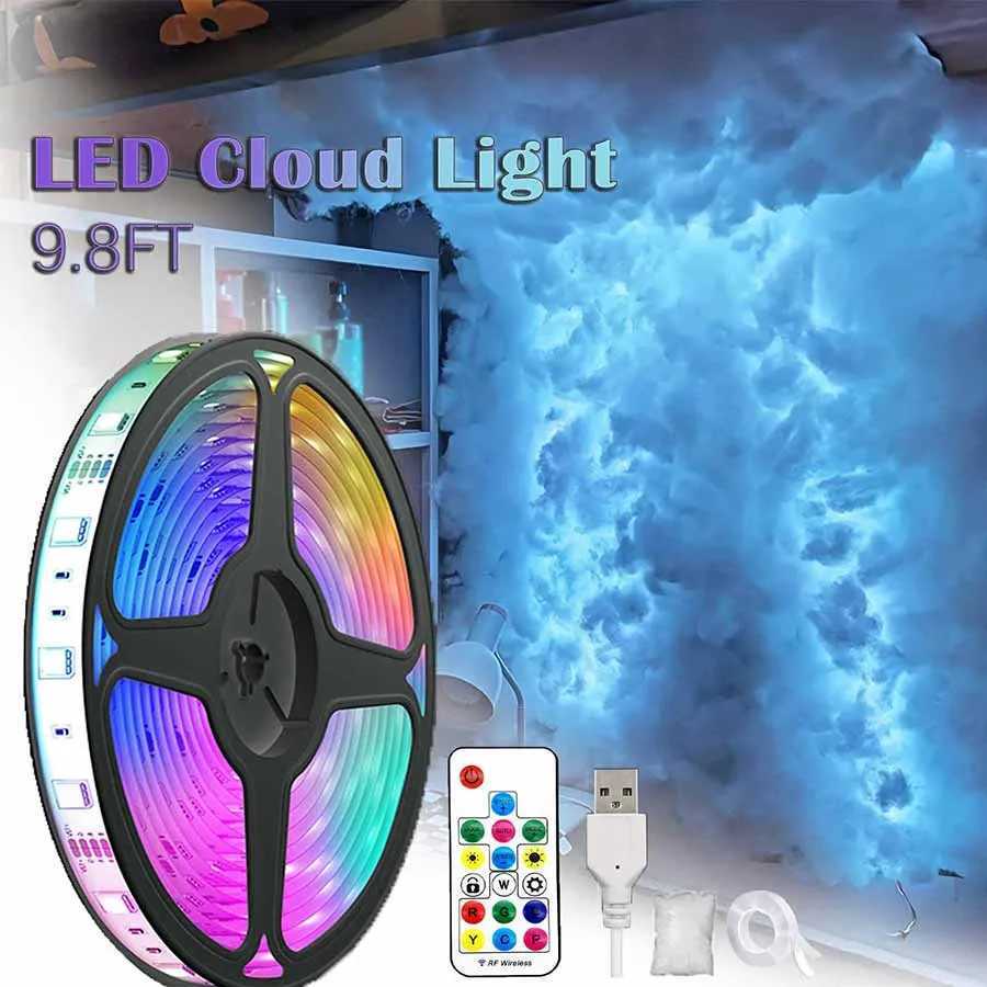 3D LED Lightning Cloud Light Strip 9.8FT USB Plug Remote Control Dimmable Colorful Atmosphere Bedroom Decoration Night LightXJ250710