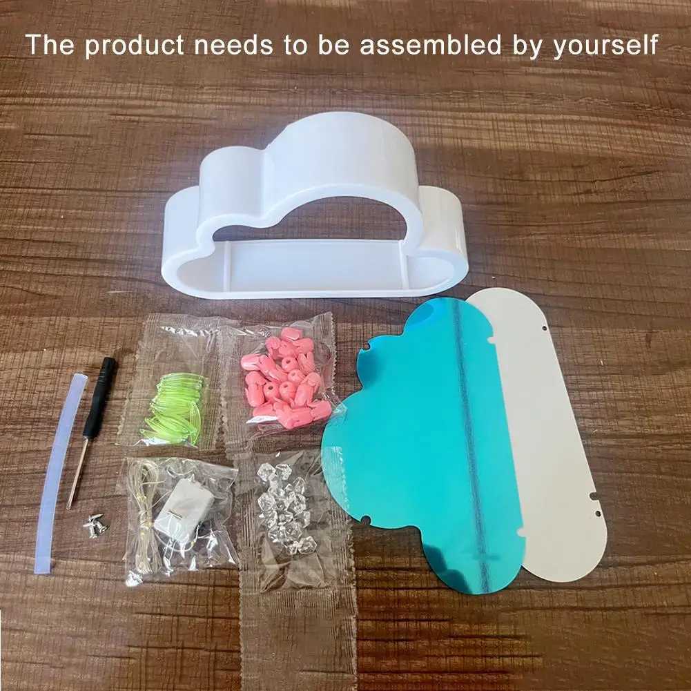 12pcs DIY Cloud Mirror Tulip Lamp Night Light Girl Bedroom Ornaments Photo Frame Handmade Glass Bedside Sleep Light Christmas Gifts XJ250710