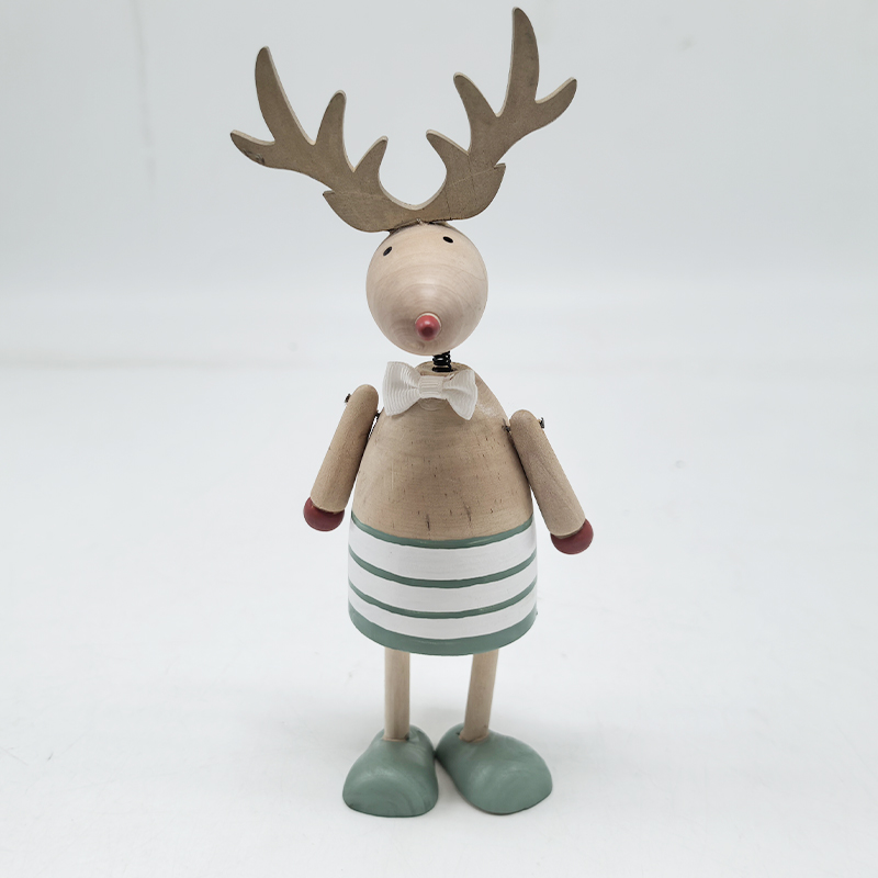 Scandinavian Style Handmade Woodcarved Reindeer Decorative Sculpture