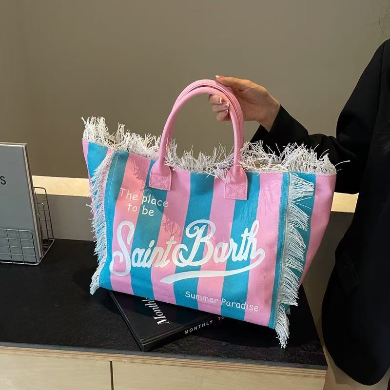 Casual Tote Bags For Women Large Canvas New Denim Handbags Plush Towel Shopping Tassels Designer Straw hot Beach Bag