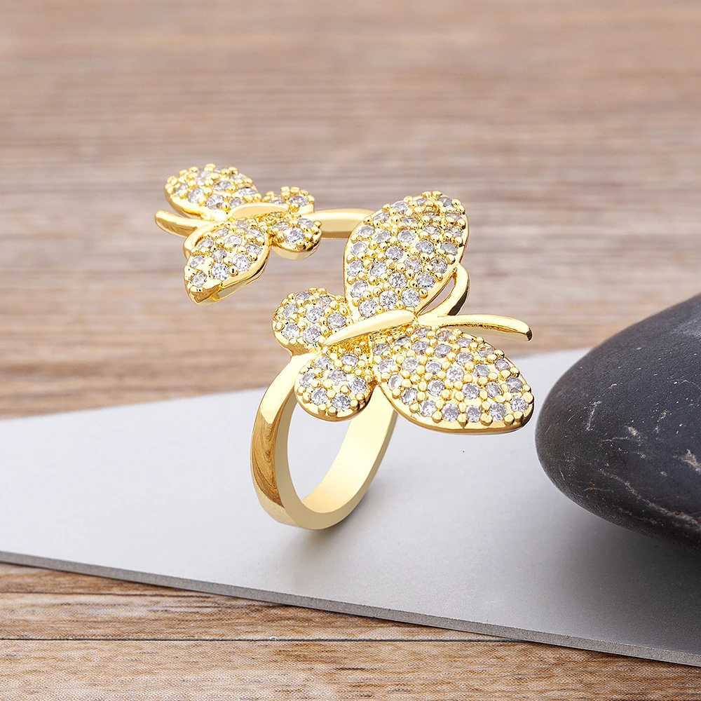 925 Sterling Silver New Trendy Butterfly Open Rings For Women Copper Zircon Adjustable Rings Friendship Engagement Wedding Jewelry Gifts5 Y250711