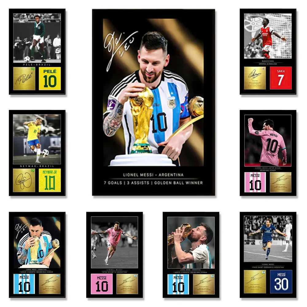 Modern Wall Art Argentina Soccer Star Messi Signed HD Canvas Poster Print Home Bedroom Living Room Decoration Gifts G250711