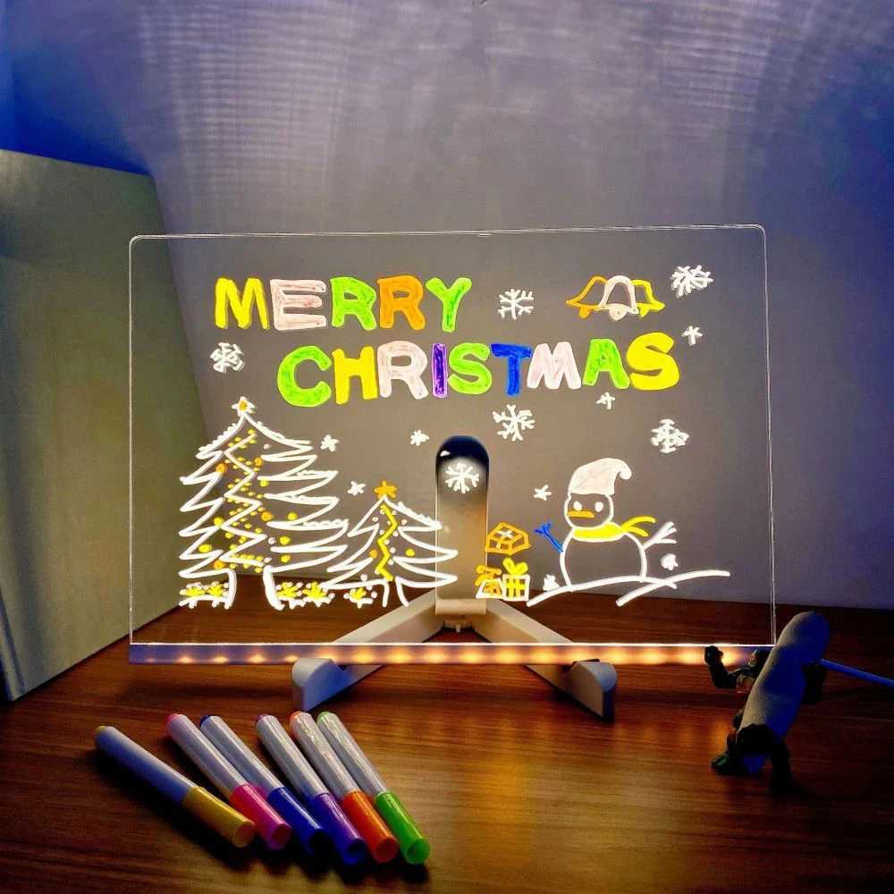 7 Colorful LED Note Board With Night Light DIY Acrylic Message Board Childrens Drawing Board Birthday Gift for Kids XJ250710