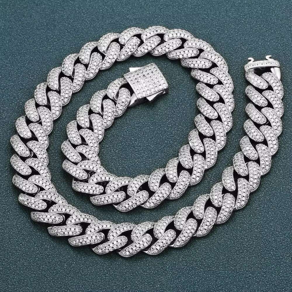 D Color 925 Sterling Silver Cuban Linked Hip Hop Chain Fashionable Moissanite Jewelry