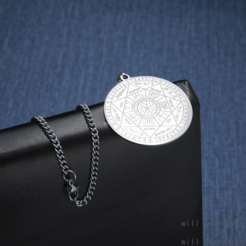 18k Gold Religions Angel Disc Necklace Stainless Steel Gold Chain Hexagram Pendnat Hot Sell Fine Jewelry Gift