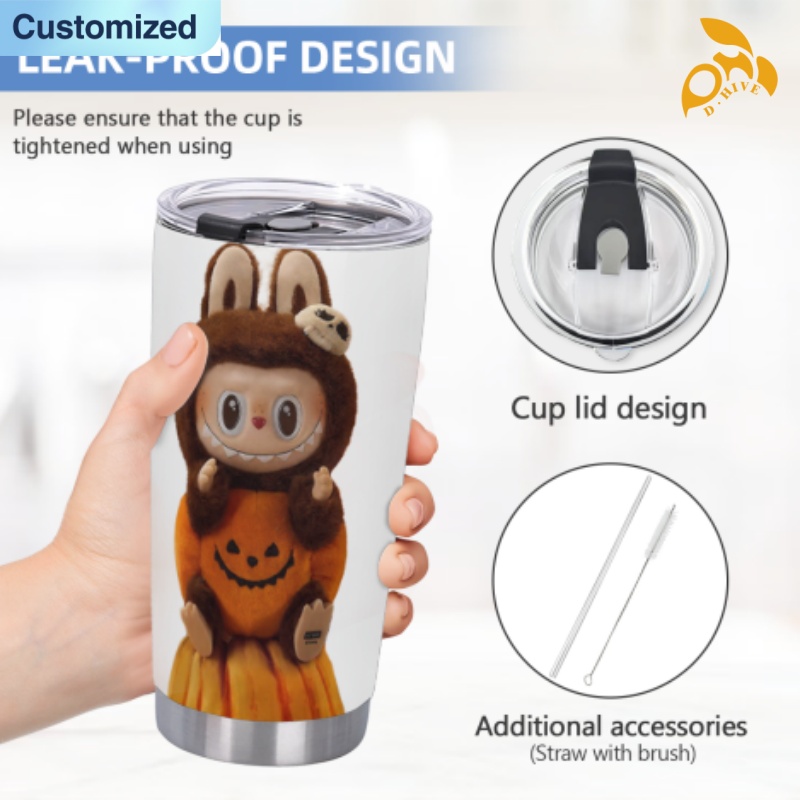 free shipping of customized 20oz thermos cup with labubu patterns Spotted pattern