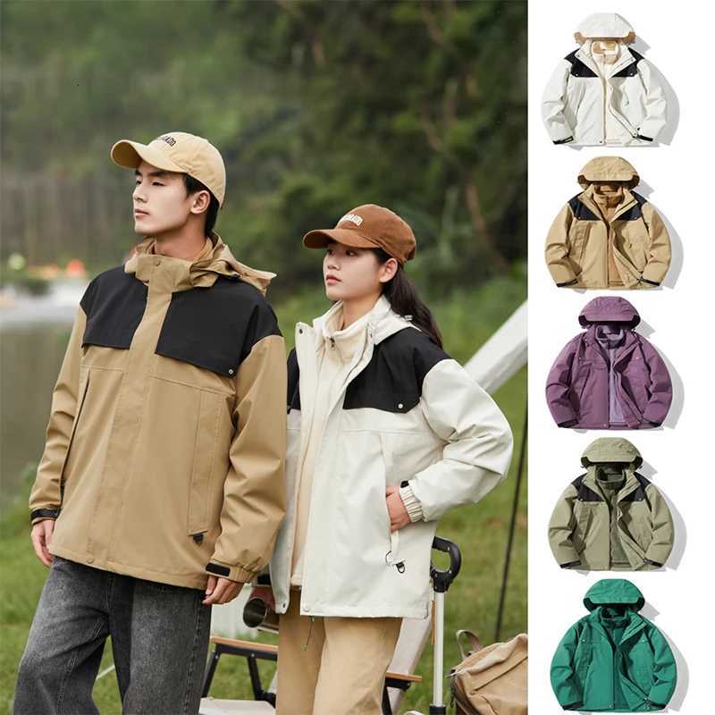 3-in- Thickened Mountaineering Jacket Men Waterproof Windproof Winter Fleece Coat Windbreaker Outdoor Warm Camping Women Jacket W250711