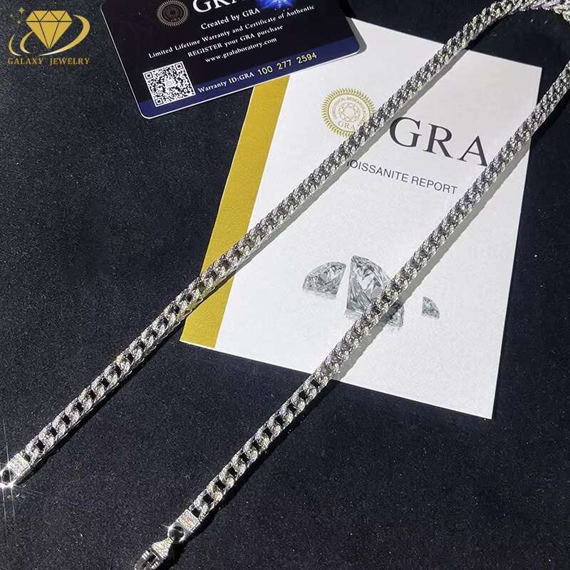 6mm Wholesale Price New Style Jewelry Moissanite Iced Out Franco Chain S925 Cuban Necklace With GRA Certified