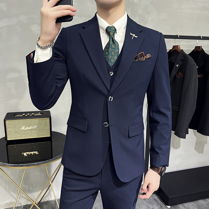 H816Men's three-piece double-breasted suit, business formal suit