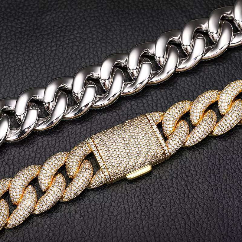 20mm Super Dense 5 Row Bubble Cuban Link Chain Necklace Fully Iced Out CZ 18K Gold Plated Brass Hip Hop Jewelry Factory Direct