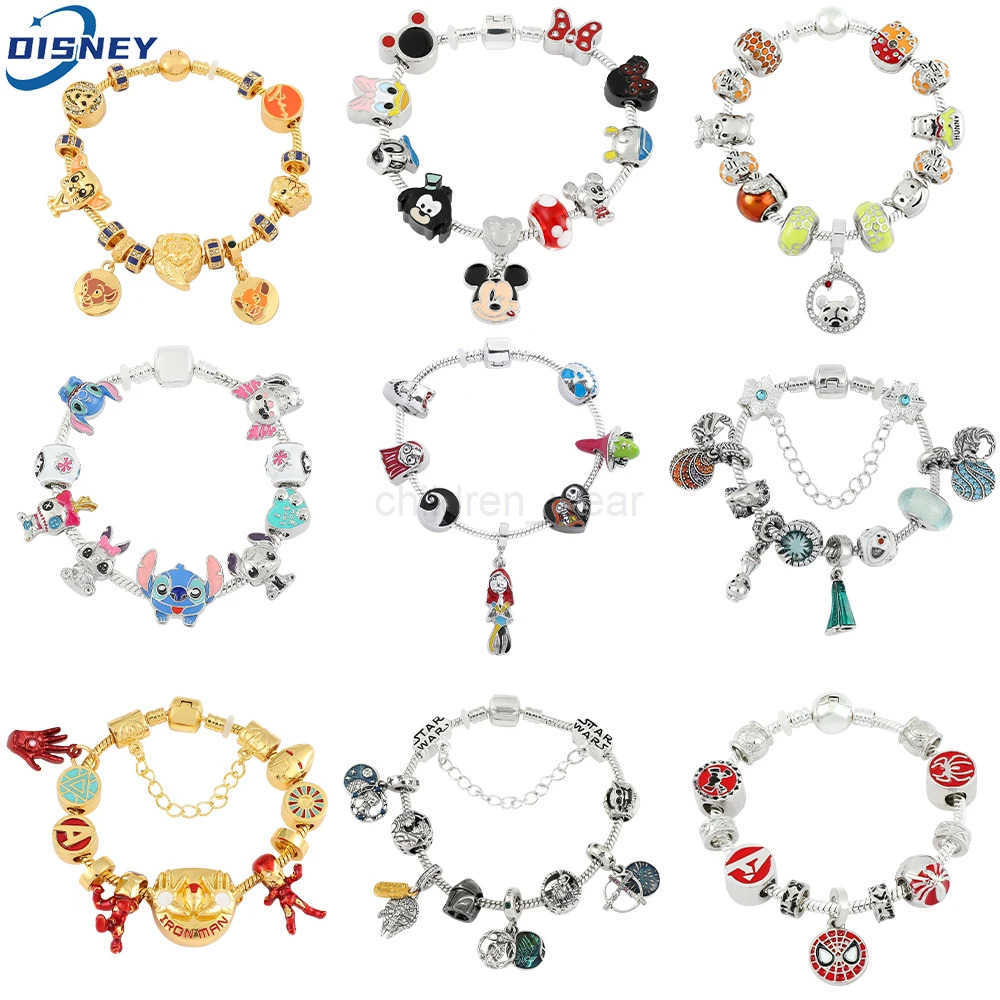 Disney Charms Crystal Beads Bracelet Marvel Superhero Pendant Bangle Star Wars Bracelet Women Jewelry Accessories for Fans Gifts W20250711