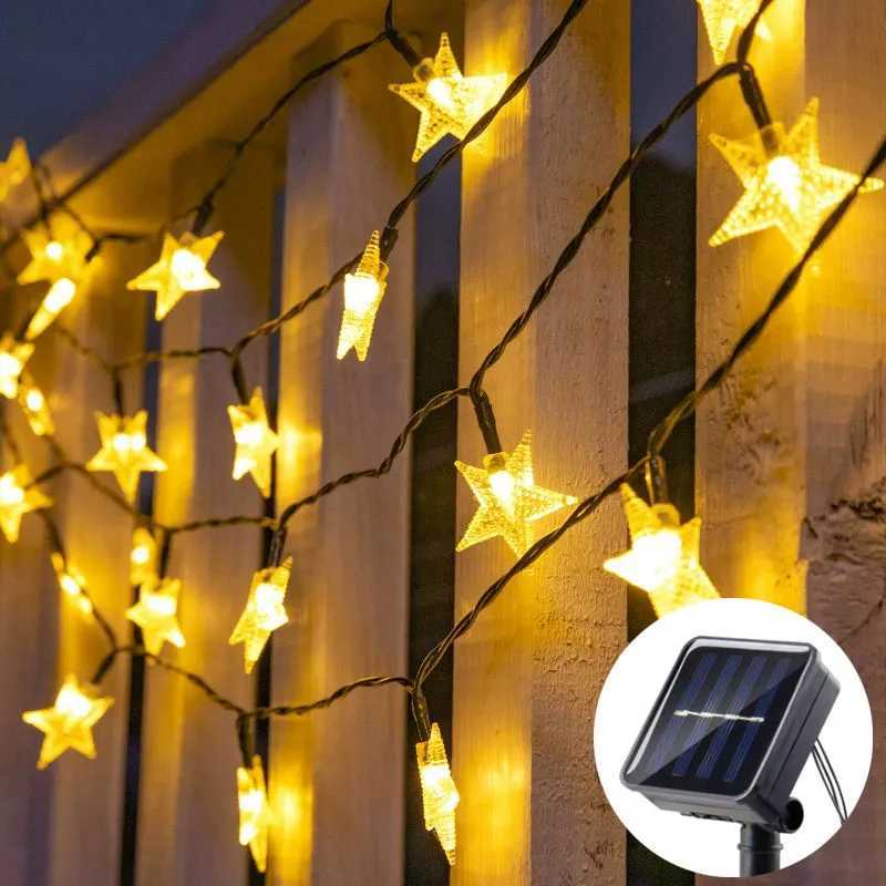 5/7/12M Outdoor Solar Holiday Garland Lamp LED Star String Lights for Garden Christmas Tree Wedding Party Balcony Decoration XJ250710