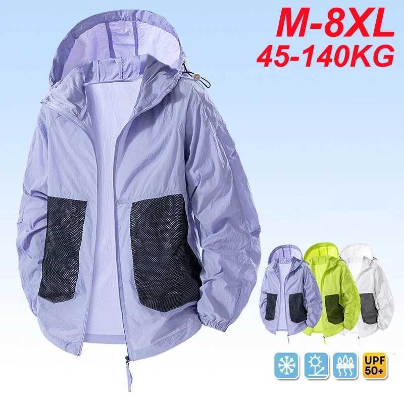 Summer Jacket Men UPF 50+ Plus Size 8XL 7XL Waterproof Quick Dry Camping Hiking Windbreaker Fishing Outdoor Anti-UV Skin Coats W250711