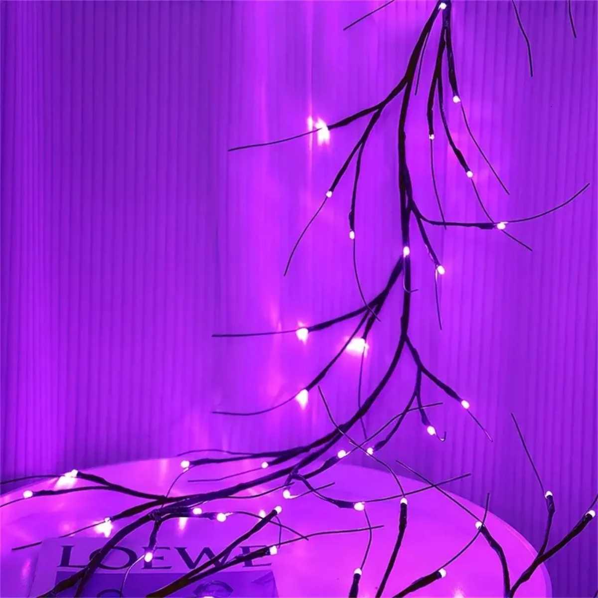 1PC 54 LED Halloween Atmosphere Purple Rattan Lights DIY Branches Garland Outdoor Indoor Waterproof Wall Lights Battery Powered XJ250710