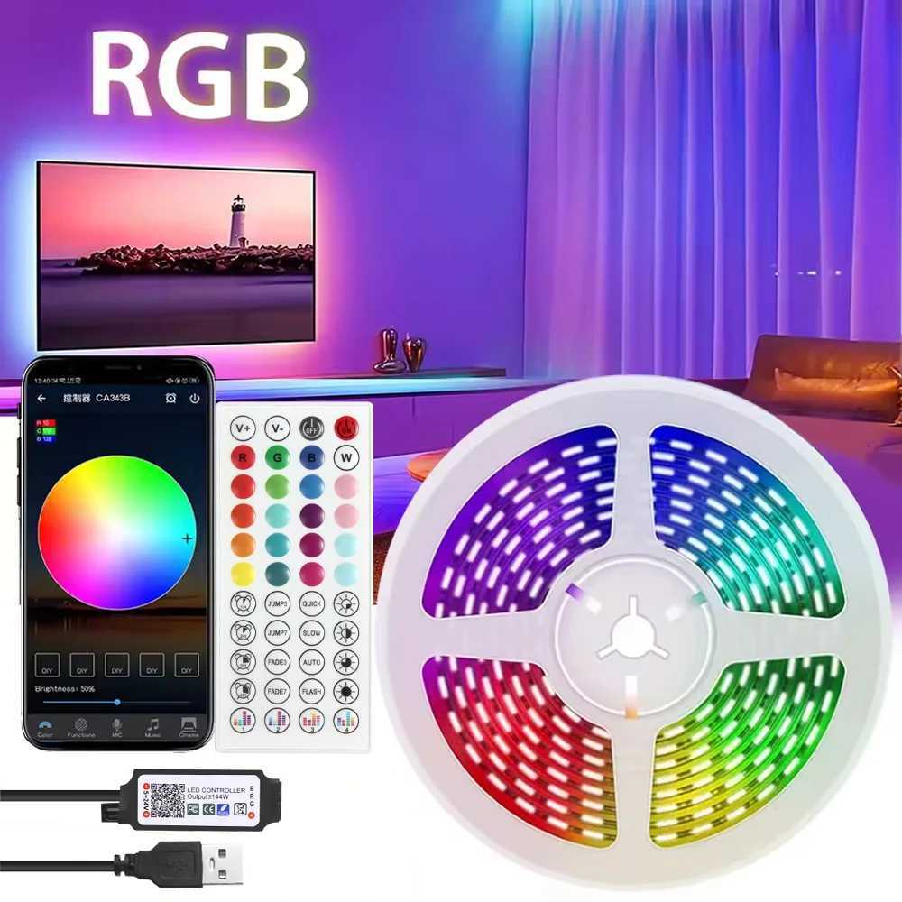 5M-30M USB LED Strip Lights Multicolor Bluetooth Control With 44-Key Remote Music Sync Flexible Lamp for Home Decoration XJ250710
