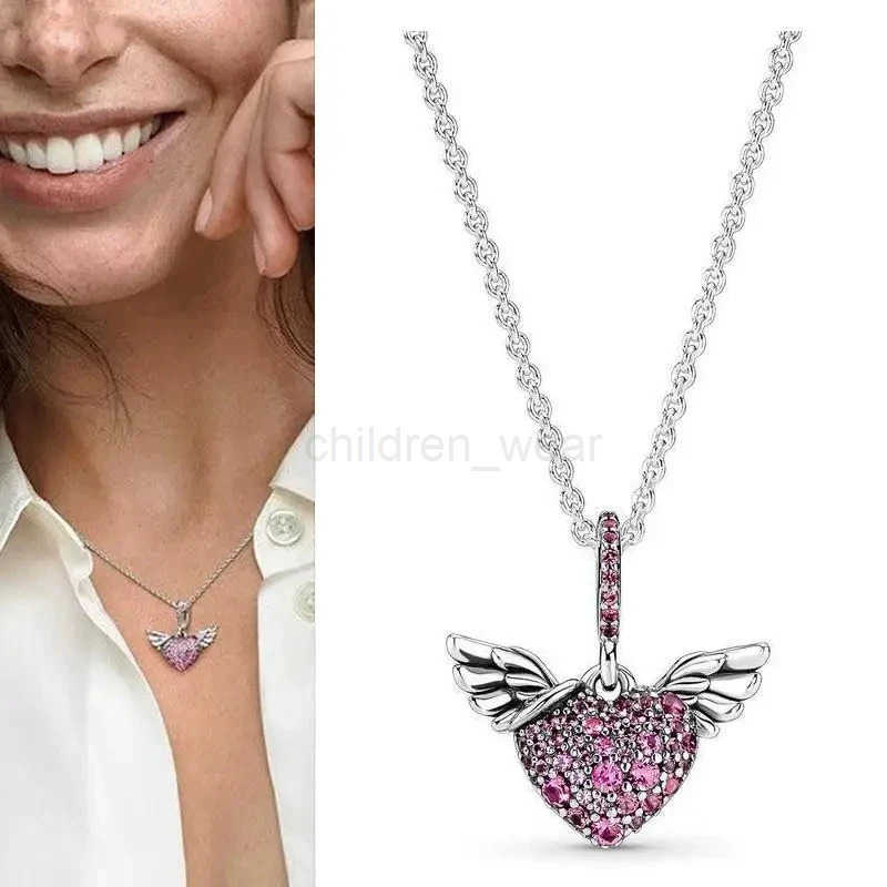 Disney Shiny New Heart-Shaped For The Lady Necklace Is A Fitting For Original Pandora Luxury Jewelry Pop Pendant DIY Gift W20250711