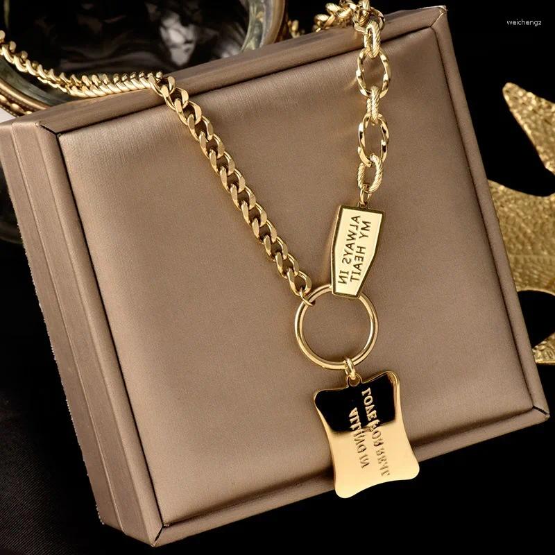 Chains 316L Titanium Stainless Steel Gold Color Choker Necklace Fashion Luxury Letter Love Heart Pendant Women's Party