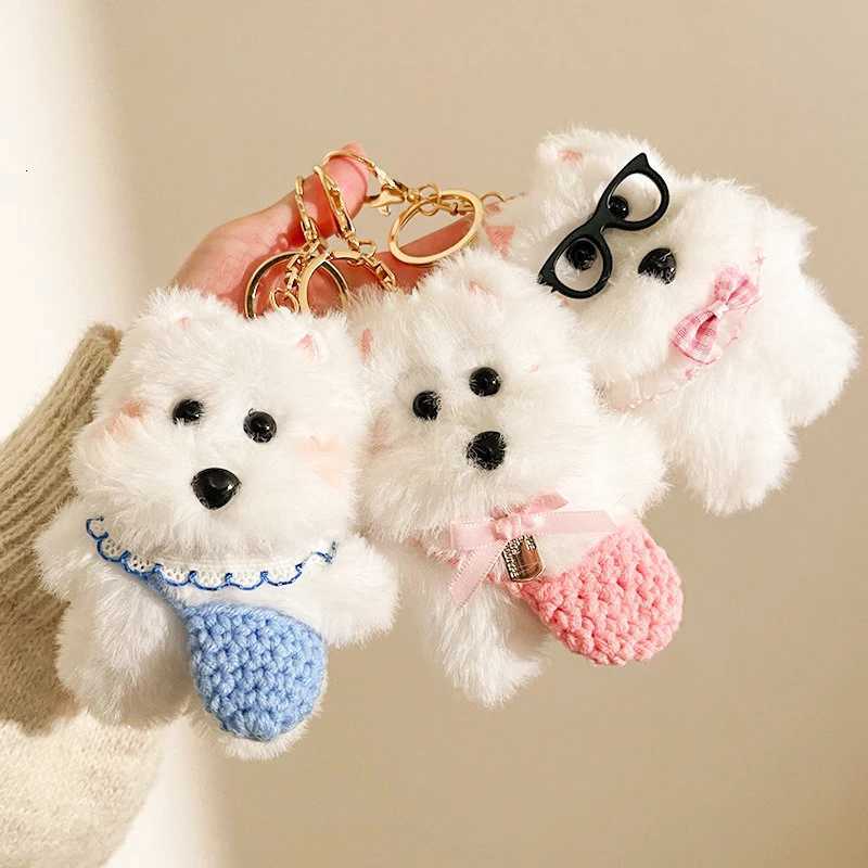 Creative Plush Pendant Soft Cute Puppy Keychain Cartoon Bag Hanging Decoration Car Key Holder Charm Keyring 1 piece 333