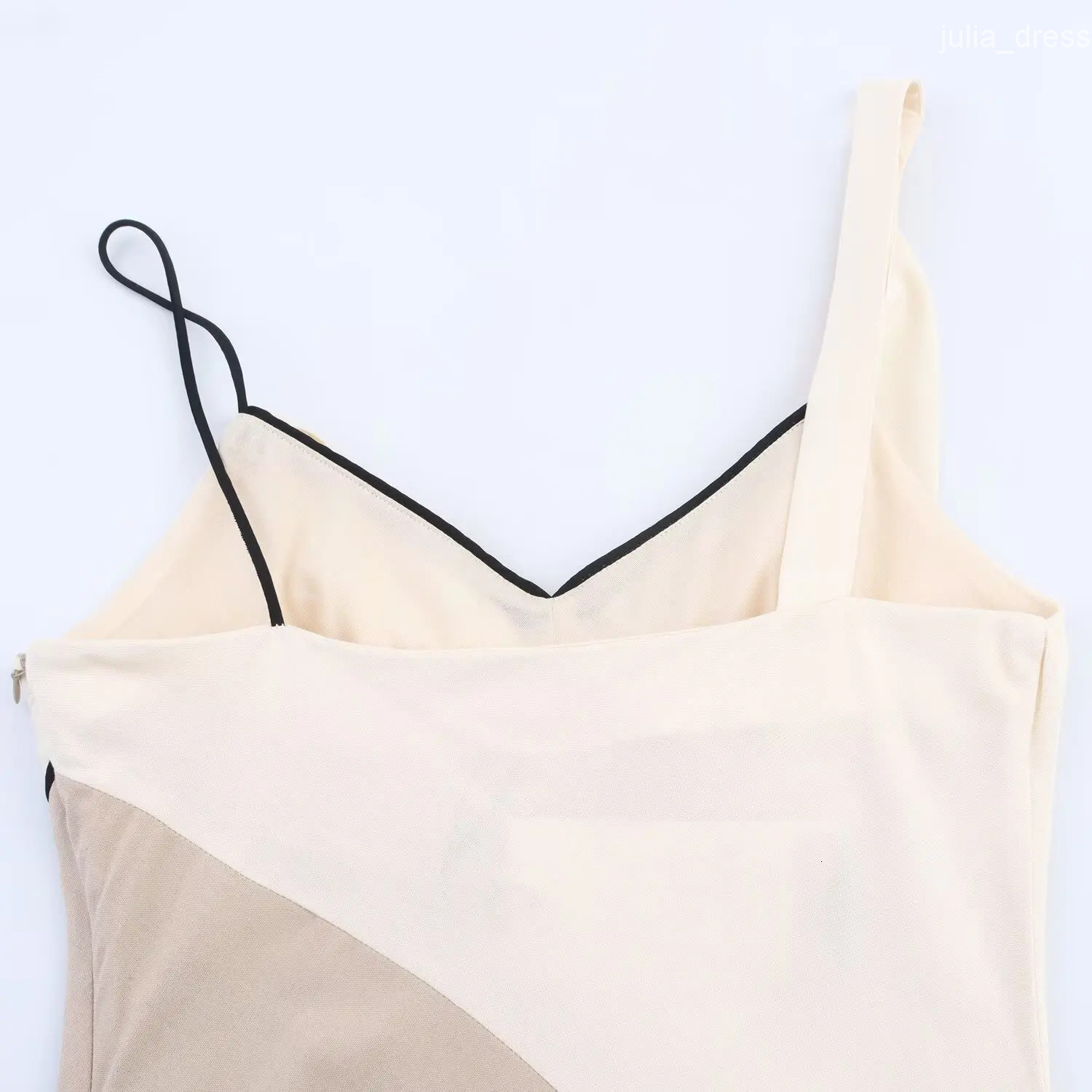 Summer New Womens Casual Fashion Slim Fit Suspenders Splicing Pleated Drape V-neck Midi Dress